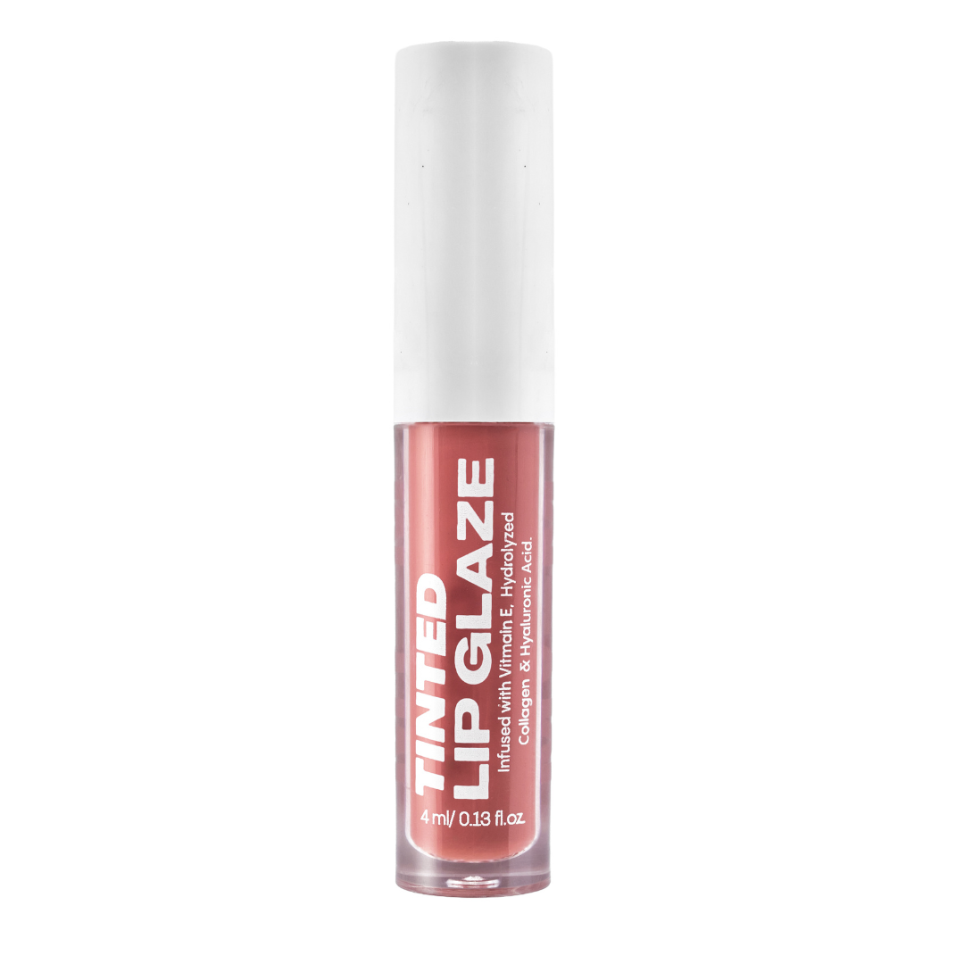 MY-M-ADVANCE Lip gloss with white cap and pinkish-red liquid
