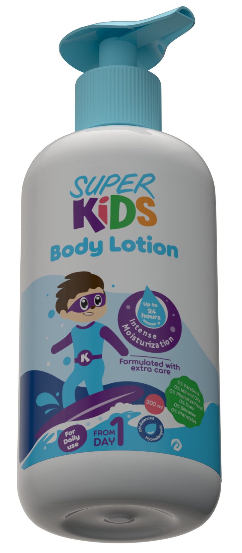 Super Kids body lotion bottle