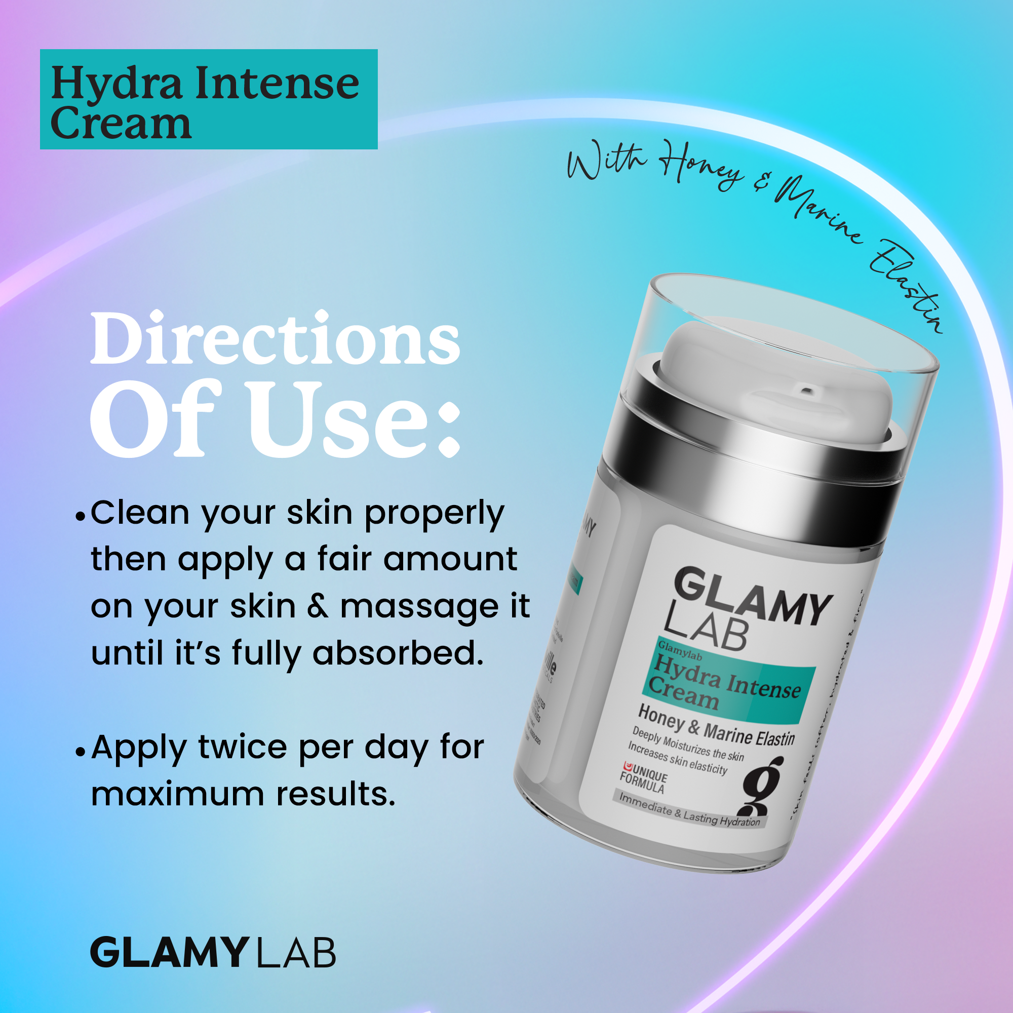 GLAMY LAB Hydra Intense Cream with usage directions