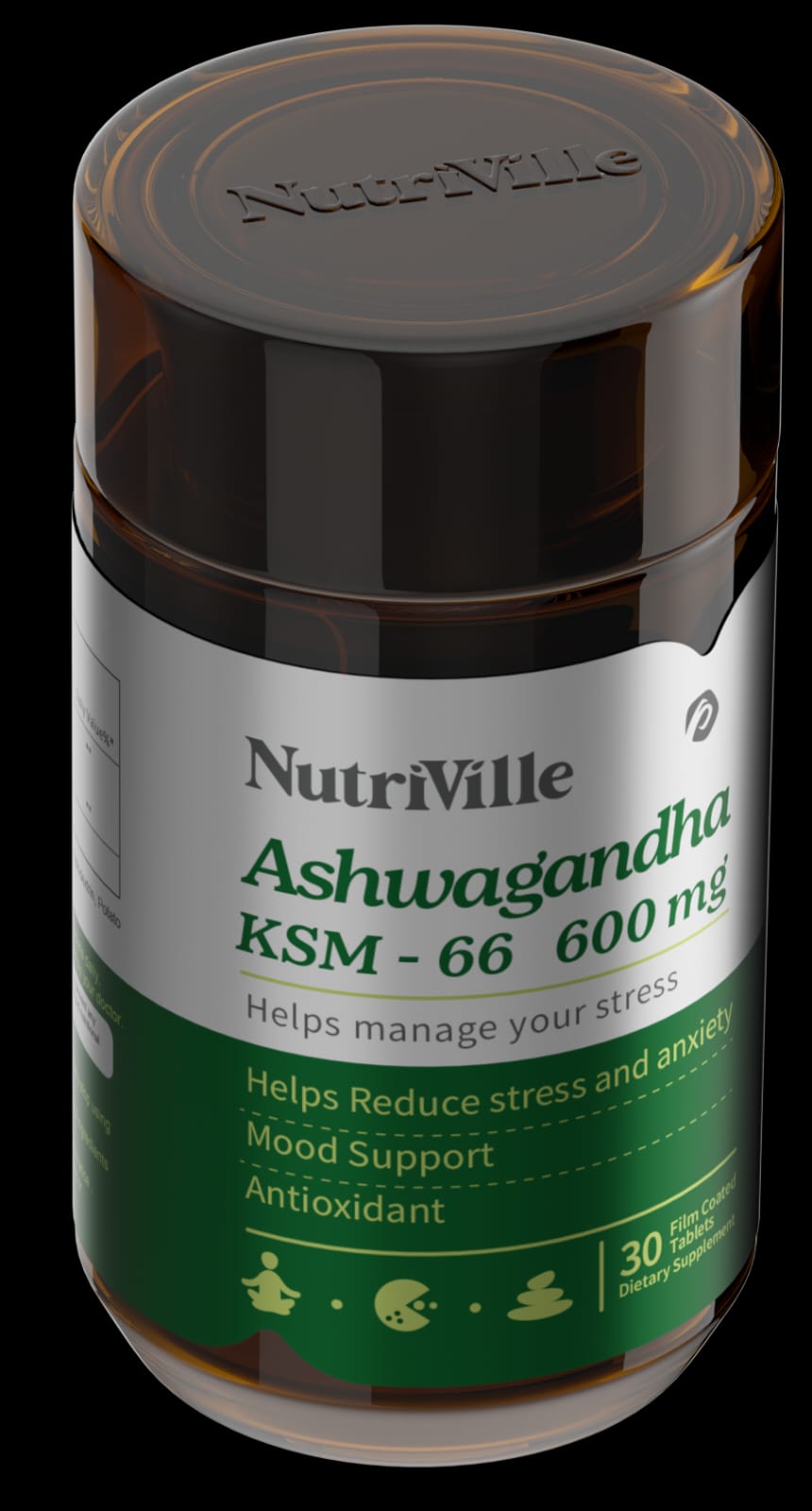 NutriVille Ashwagandha KSM-66 600 mg supplement bottle
