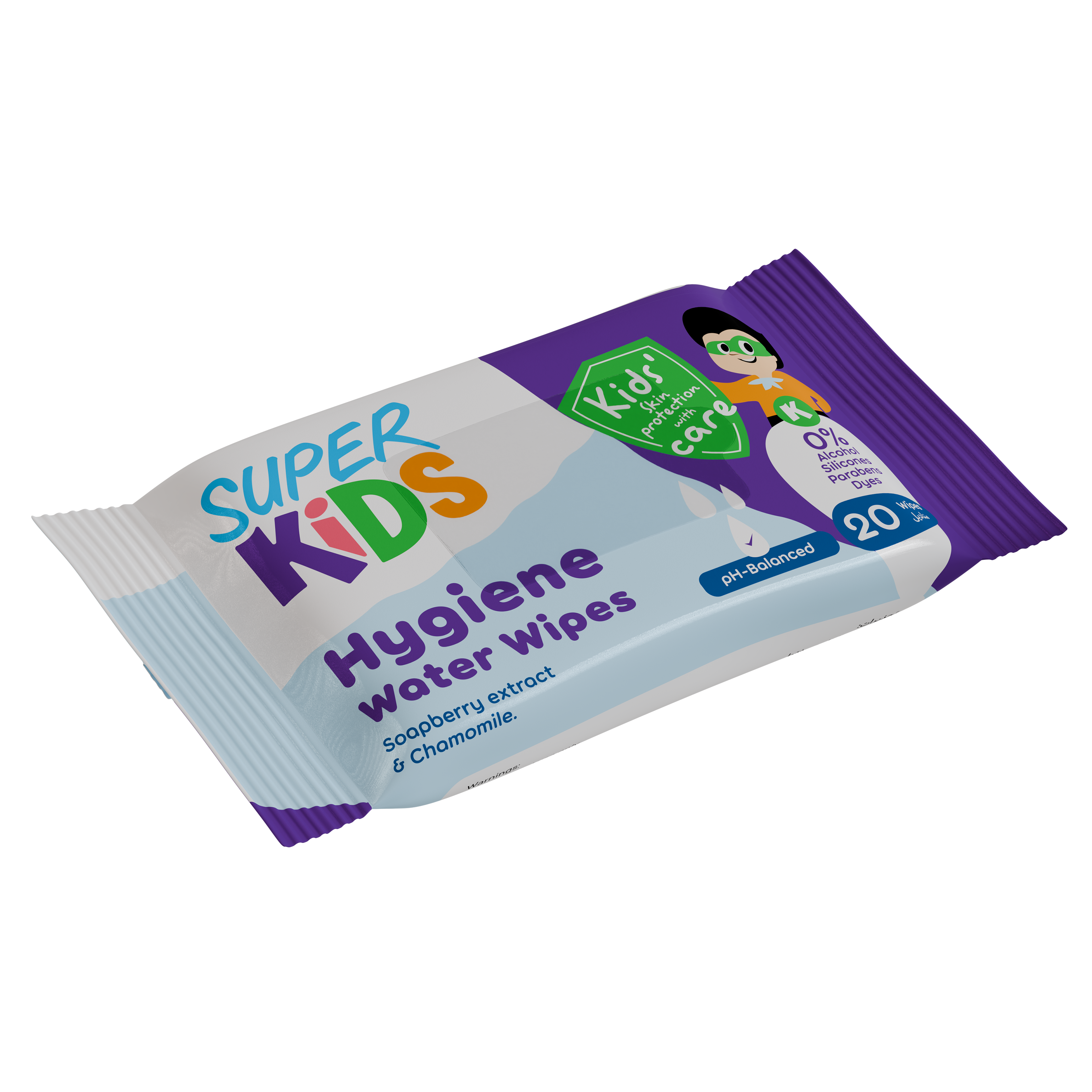 Super Kids Hygiene Water Wipes packaging
