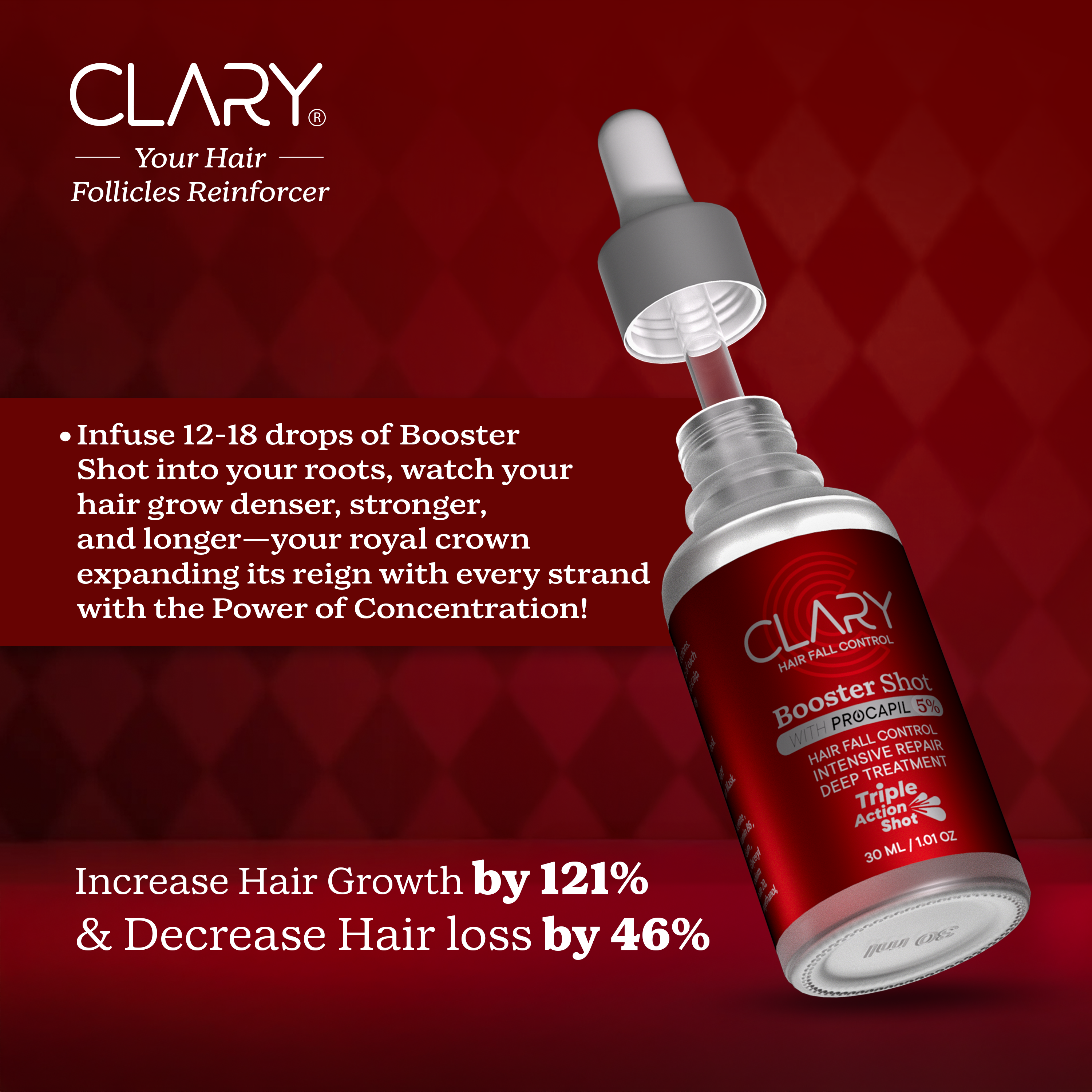 Clary hair growth booster shot bottle with dropper