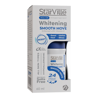 Packaging of StarVille Roll-on Antiperspirant Whitening Smooth Move 60ml