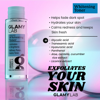 GLAMY LAB Whitening Toner bottle with product details 