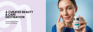 A woman holding Glamy Lab Hydra Intense cream fragrance-free skincare product is about a beauty and care destination.