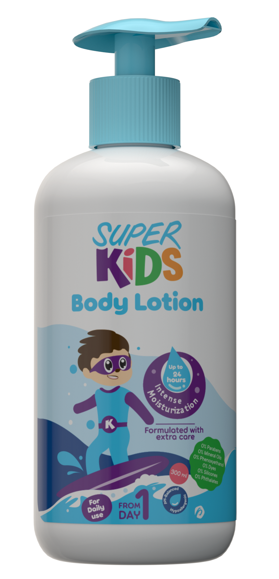 Super Kids body lotion bottle with pump 