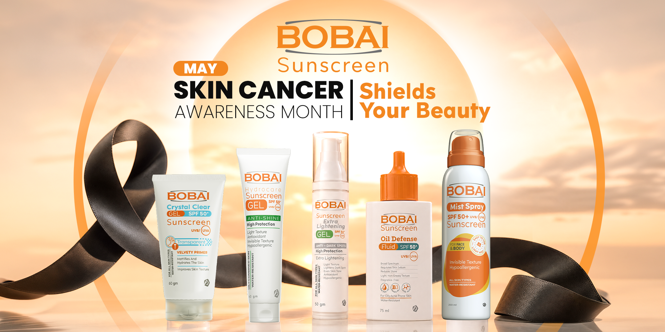 Bobai Sunscreen products with skin cancer awareness message 