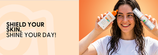 two bottles of bobai sunscreen  'Shield your skin, shine your day!'.