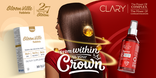 BloomVille Tablets and Clary spray From within to your crown.'