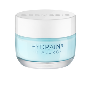Skincare jar labeled 'HYDRAIN3 HIALURO' by 'DERMEDIC' 
