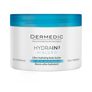 Dermedic Hydrain3 Hialuro ultra-hydrating body butter jar 