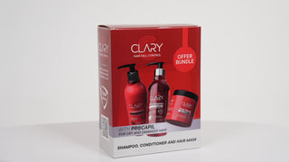 Clary hair care product bundle packaging 