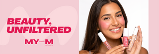 MY-M lip products with 'Beauty, Unfiltered'