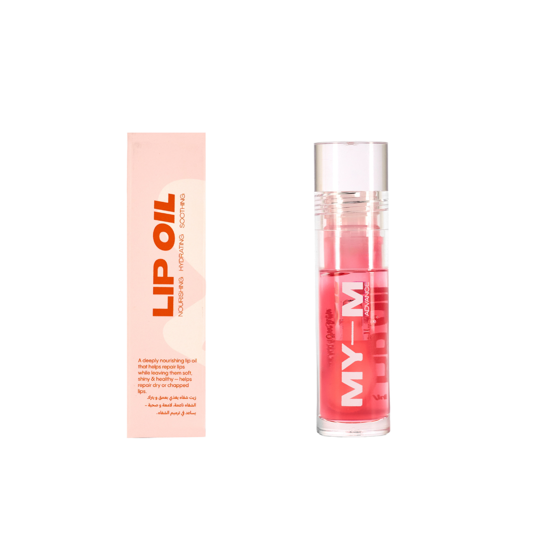 MY-M-ADVANCE Lip oil with pink liquid and visible brand name 