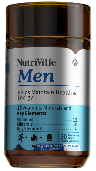 NutriVille Men's multivitamin supplement bottle 