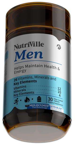 NutriVille Men's multivitamin supplement bottle 