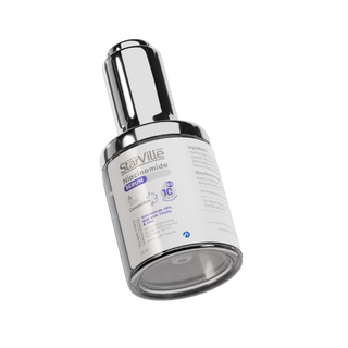 Skincare serum bottle with visible branding 
