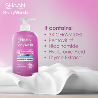 Shaan Body Wash bottle with ingredients listed 
