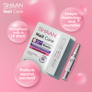 SHAAN Nail Care product with highlighting benefits