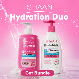 Shaan Body Wash tulip rose and Body Milk tulip rose bundle