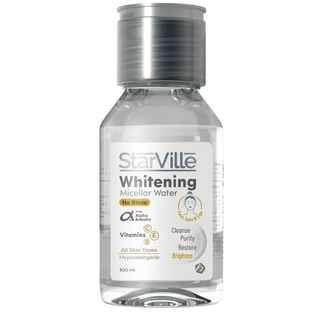 A clear plastic bottle of StarVille Whitening Micellar Water 100 ml.