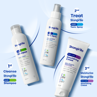 Three StrongVille hair care products 