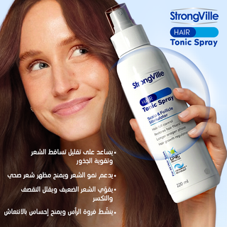 Strongville Hair Tonic Spray with product details 