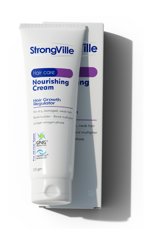 A tube of Strongville Hair Cream.