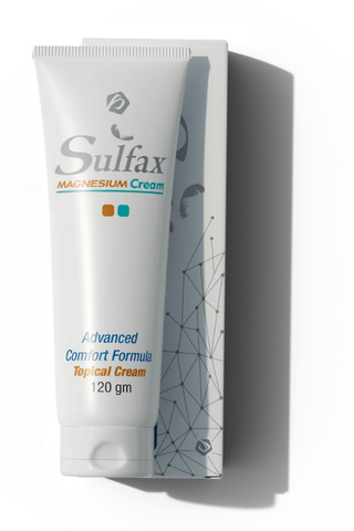 A tube of Sulfax Magnesium cream 120gm, with packaging that includes the product information.