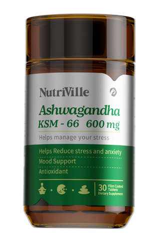 Nutriville Ashwagandha KSM-66 supplement bottle 
