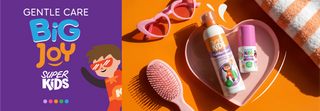 Super Kids products with sunglasses, towel, and brush