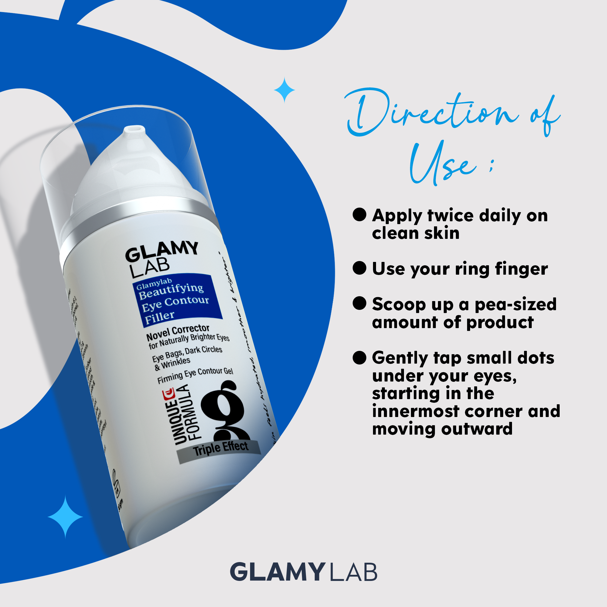GLAMY LAB eye contour gel with direction of use 