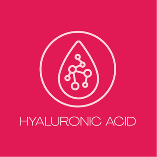 My-M- Advance' Hyaluronic acid symbol with a droplet and molecular structure 