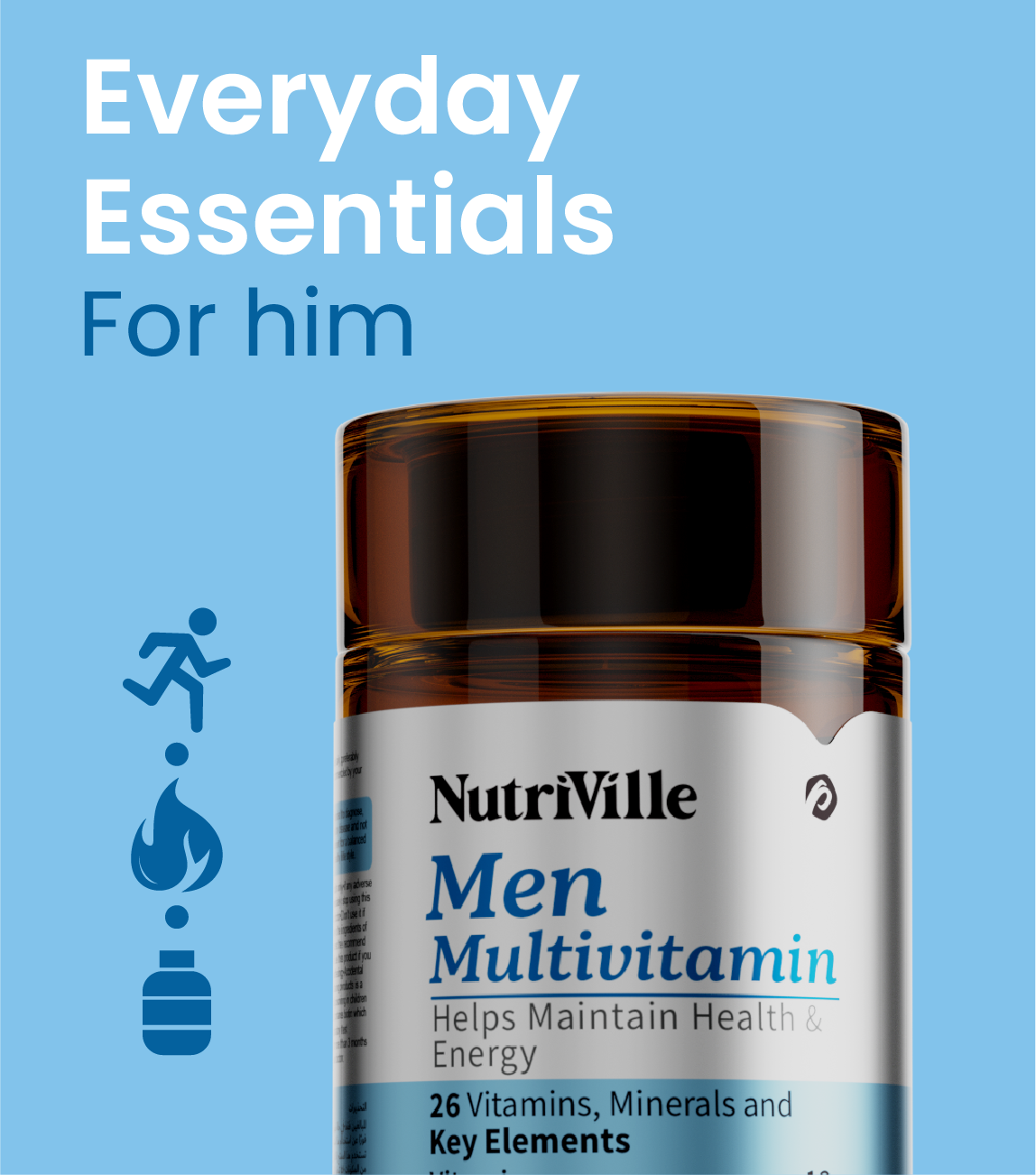 NutriVille Men Multivitamin bottle 'Everyday Essentials For him'.