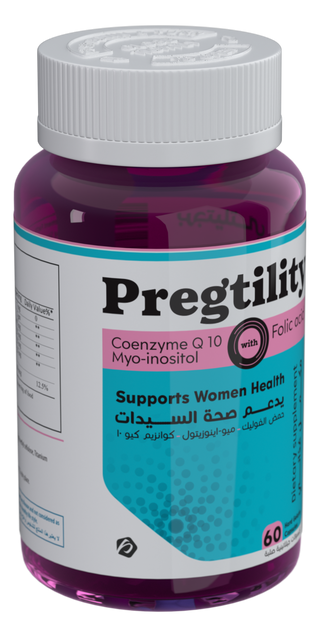Pregtility Supplement bottle labeled with purple and white design