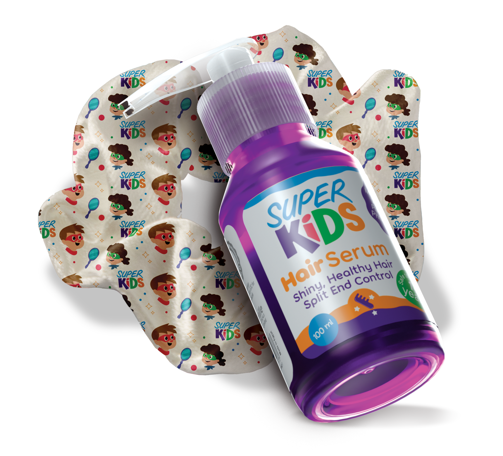 Super Kids Hair Serum bottle with colorful packaging 