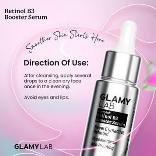 GLAMY LAB Retinol B3 Booster Serum bottle with usage instructions 