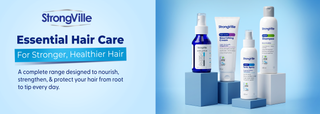 Strongville hair care Collection of products: 'essential hair care for stronger, healthier hair.'