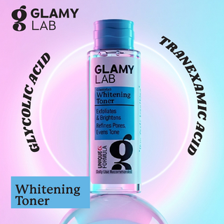 Glamy Lab Whitening Toner bottle with  product details.